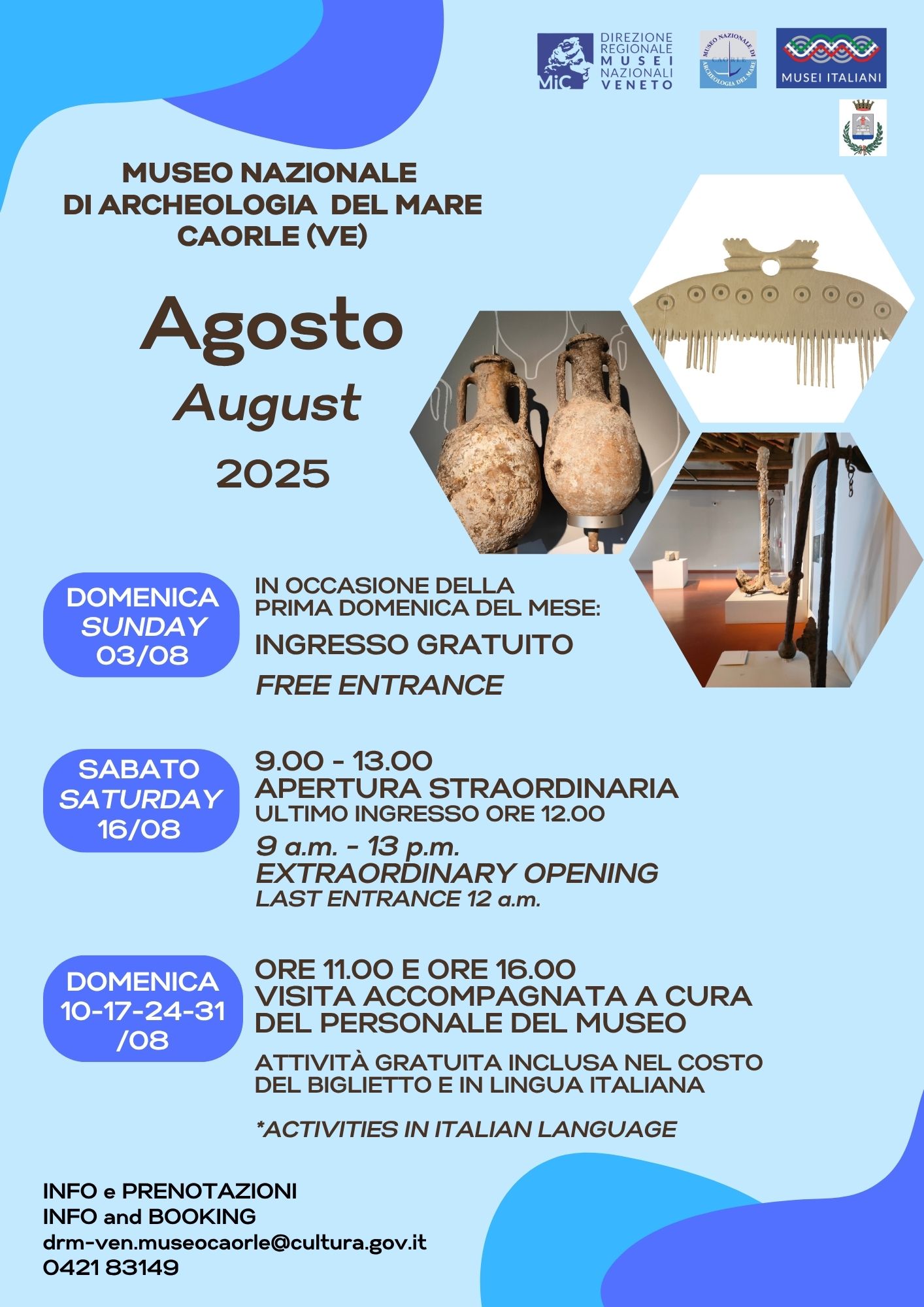 Agosto 2025 al Museo nazionale archeologia del Mare di Caorle
